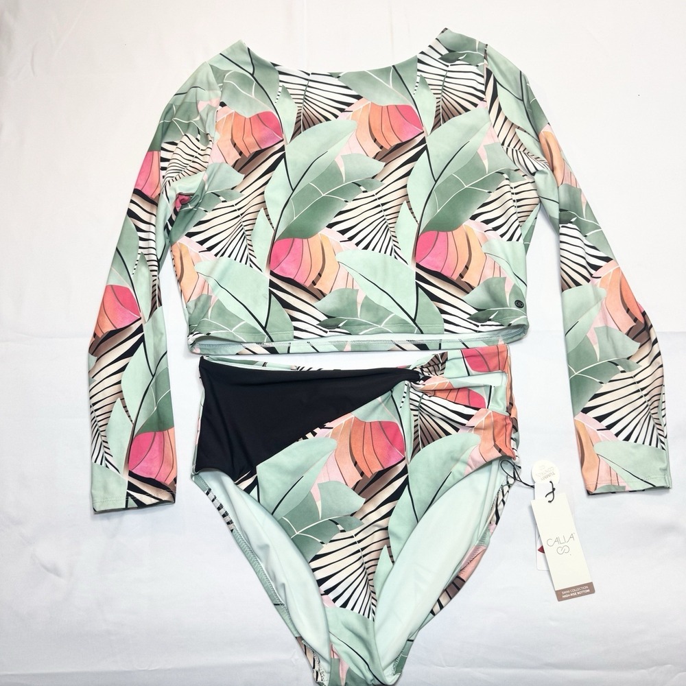 CALIA Carrie Underwood Cropped Rashguard Swimsuit Set L / XXL Modest UPF Tropic